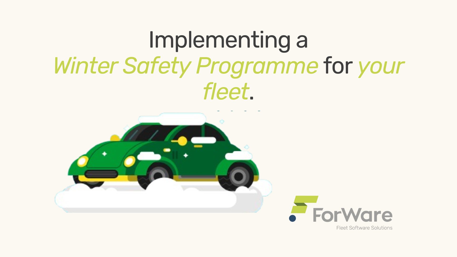 Green car covered in snow.