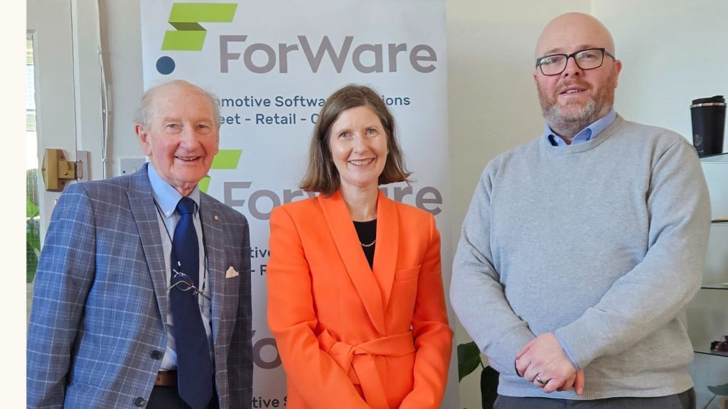 ForWare's Aodh Bourke and Michelle Johnson with Séamus McCormack, Membership Manager SIMI.