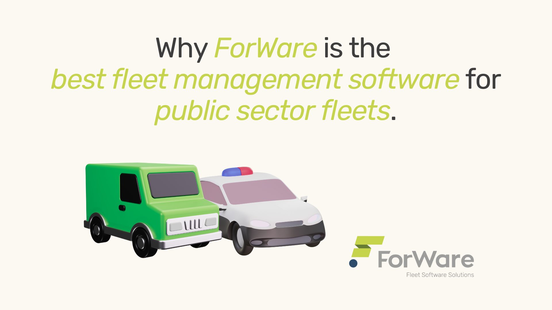 A green post van and a police car.